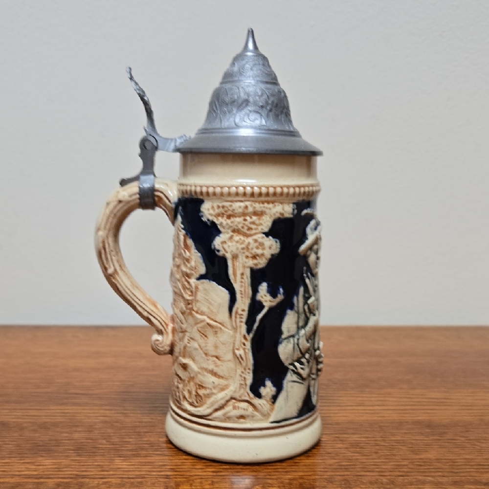 Stoneware Stein with Pewter Lid